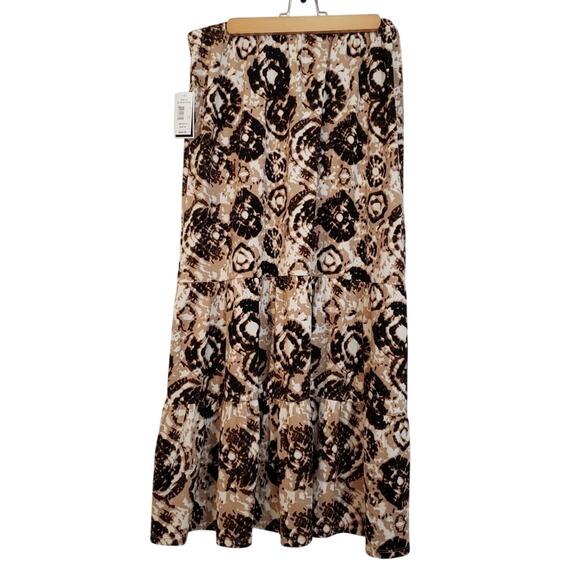 Verve Ami Skirt Womens XL Long Brown Tan 3 Tier Missing Belt Casual Workwear - Picture 2 of 6